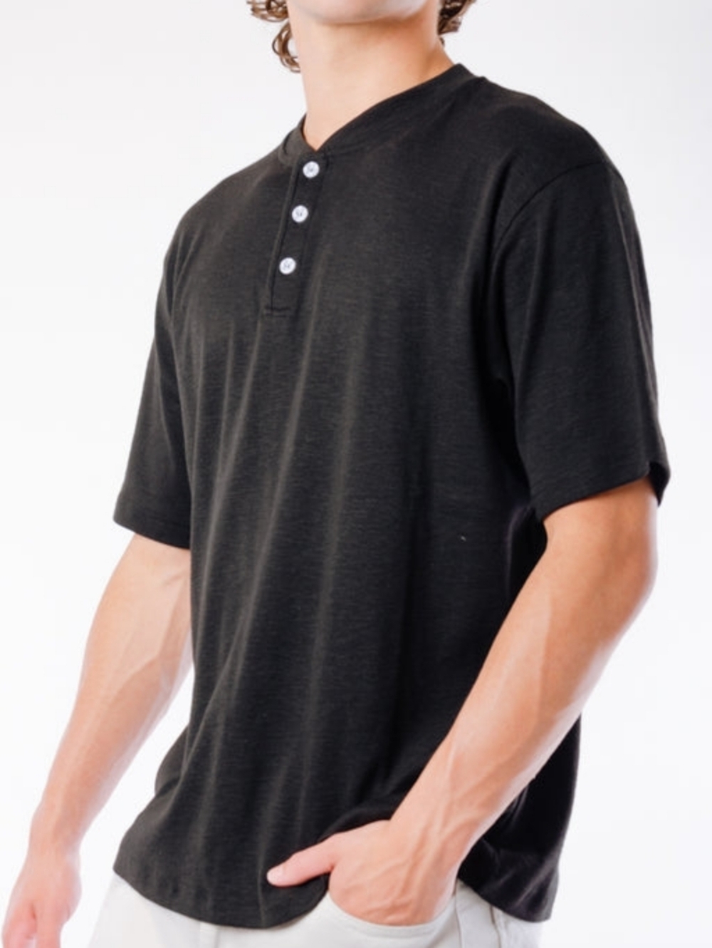 3/$20 Kuwalla Tee Black Henley Short Sleeve Shirt Mens Size Medium Cotton Tshirt